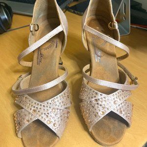 Gfranco latin dance rhinestone heels 7.5 for salsa and ballroom